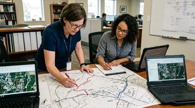 OSP engineer using GIS software to analyze and optimize fiber route miles on a rural ISP network build