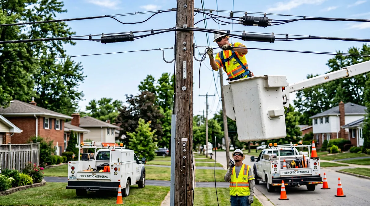 Utility pole make-ready work for one touch make ready OTMR fiber attachment process